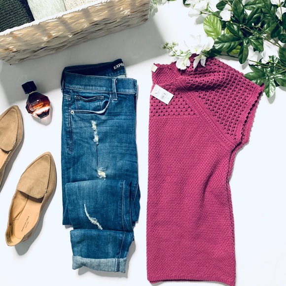 LOFT Sweaters - NWT LOFT short sleeve crocheted sweater